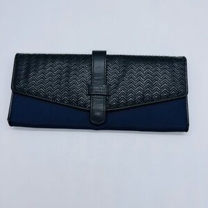 LUCA CHIARA BLUE AND BLACK LONG TRAVEL WALLET